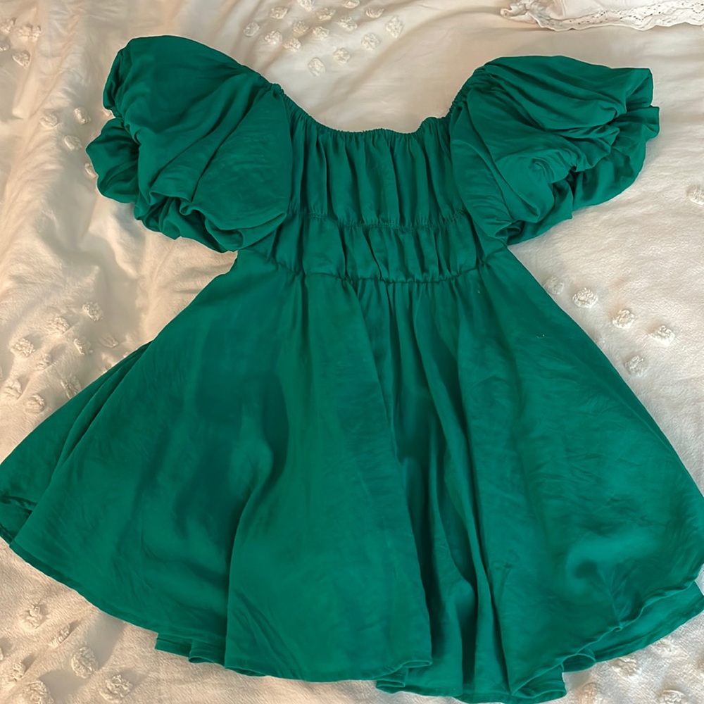 Princess Polly Puff halton mini dress green size 4